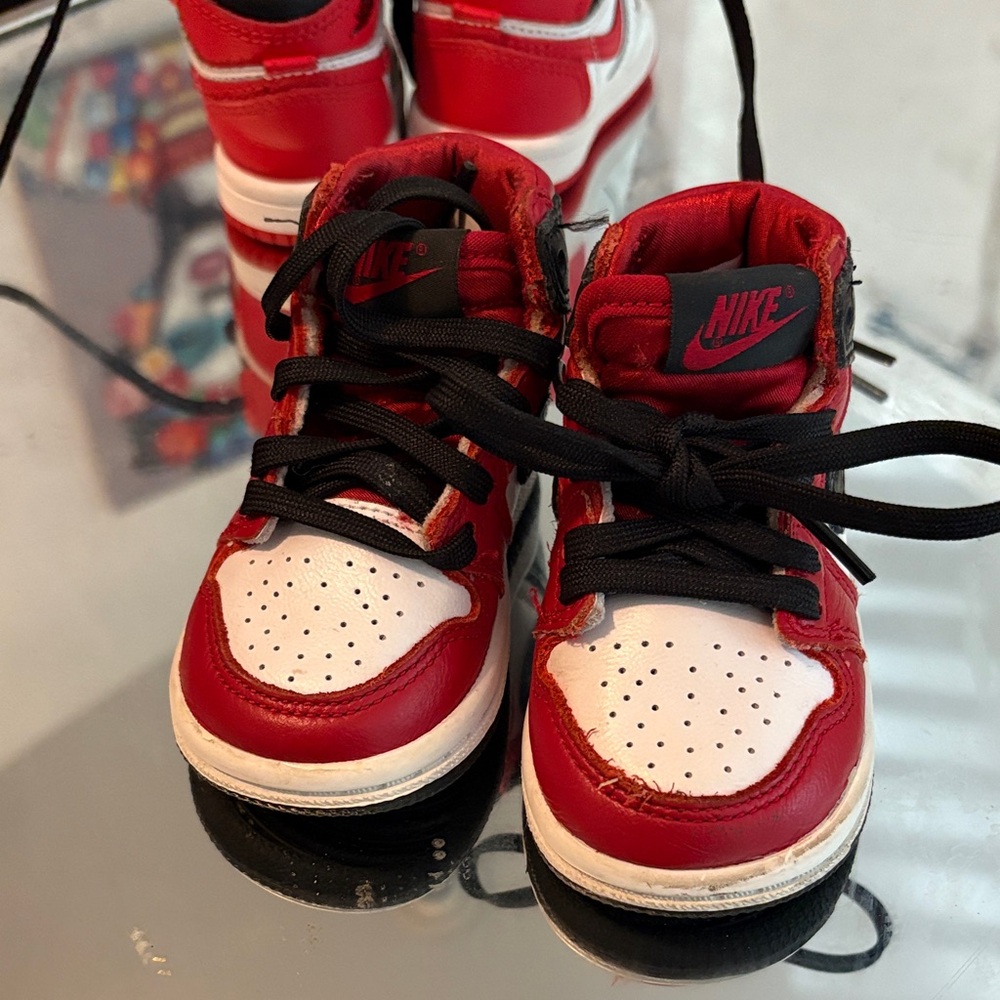 Nike Kids Red and White High-Top Sneakers